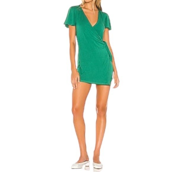 Privacy Please Revolve Jessa Mini Dress Clover Green Short Sleeve Womens Size XS - Picture 5 of 12